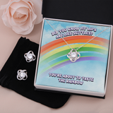 Did You Know My Lips Are Like Skittles Love Knot Necklace & Earring Set Message Card