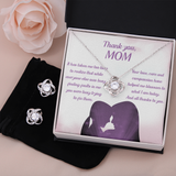 Thank You Mom Love Knot Earring & Necklace Set Message Card