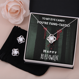 To My Eye Candy Love Knot Necklace & Earring Set Message Card