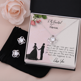 To My Beautiful Fiancé Love Knot Necklace & Earring Set Message Card