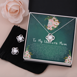 To My Unicorn Mom Love Knot Earring & Necklace Set Message Card