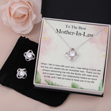 To The Best Mother-In-Law Love Knot Earring & Necklace Set Message Card