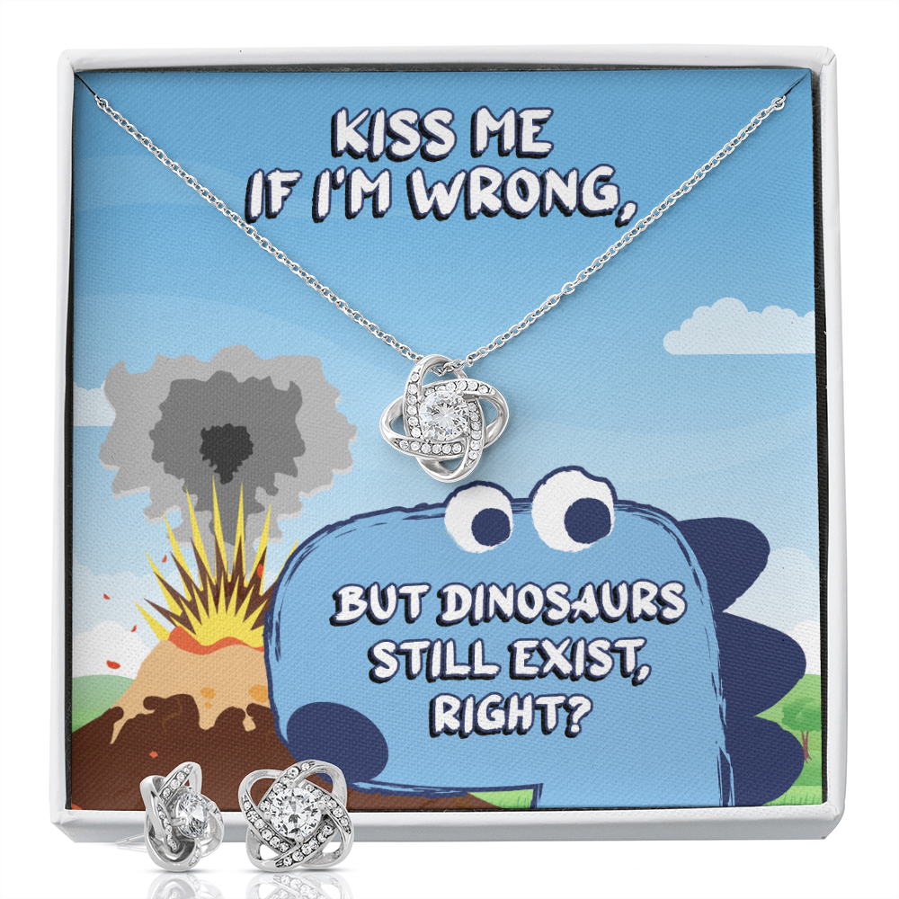 Kiss Me If I'm Wrong Love Knot Necklace & Earring Set Message Card