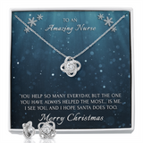 To An Amazing Nurse Love Knot Necklace & Earring Set Message Card