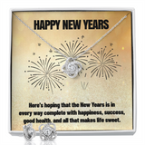 Happy New Years Love Knot Necklace & Earring Set Message Card