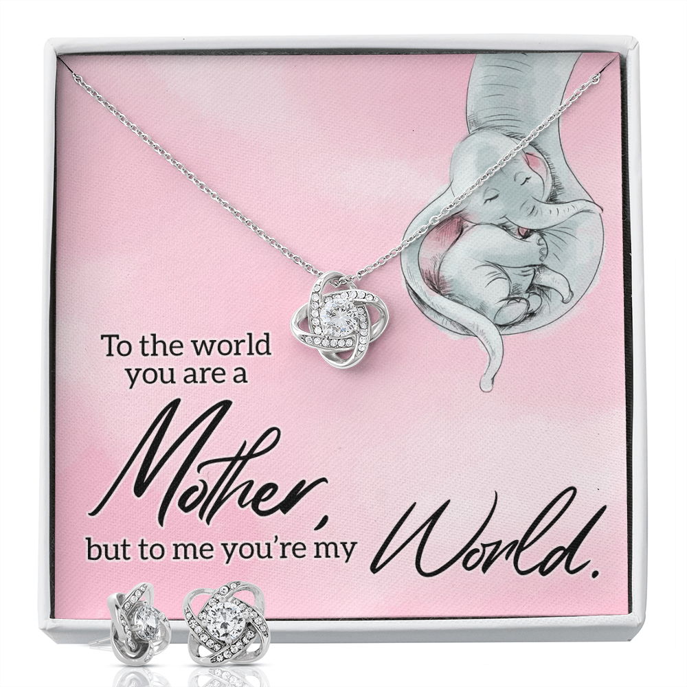 The Best Mom Love Knot Earring & Necklace Set Message Card