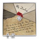 My Darling Love Knot Necklace & Earring Set Message Card