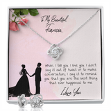 To My Beautiful Fiancé Love Knot Necklace & Earring Set Message Card