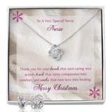 To A Very Special Nurse Love Knot Necklace & Earring Set Message Card