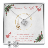 Besties Love Knot Earring & Necklace Set Message Card