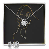 Him and Her Love Knot Earring & Necklace Set Message Card