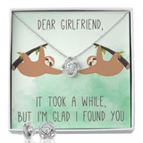 Dear Girlfriend Love Knot Necklace & Earring Set Message Card