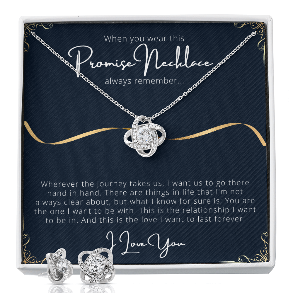 Promise Love Knot Earring & Necklace Set Message Card