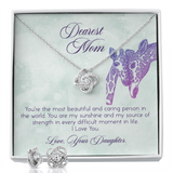 Dearest Mom Love Knot Necklace & Earring Set Message Card