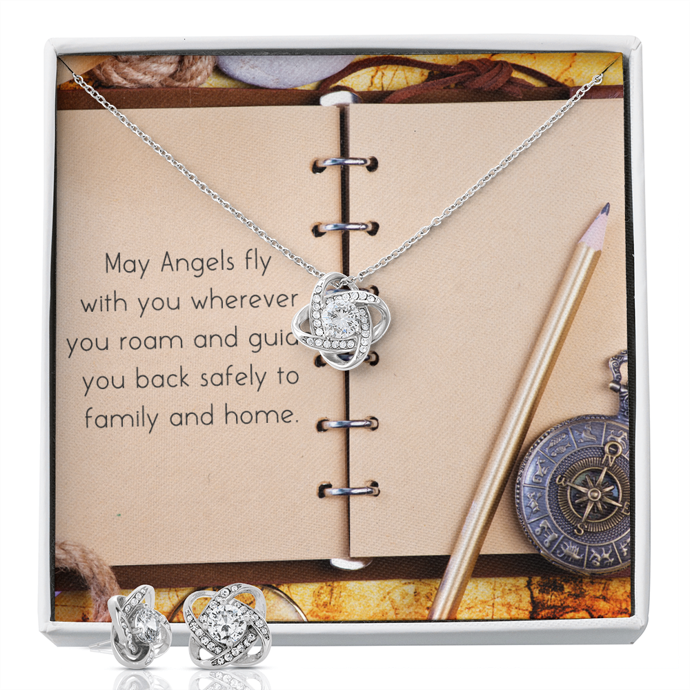 May Angels Fly Love Knot Necklace & Earring Set Message Card