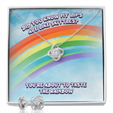 Did You Know My Lips Are Like Skittles Love Knot Necklace & Earring Set Message Card