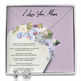 I Love You Mom Love Knot Earring & Necklace Set Message Card