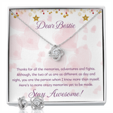 Dear Bestie Love Knot Earring & Necklace Set Message Card
