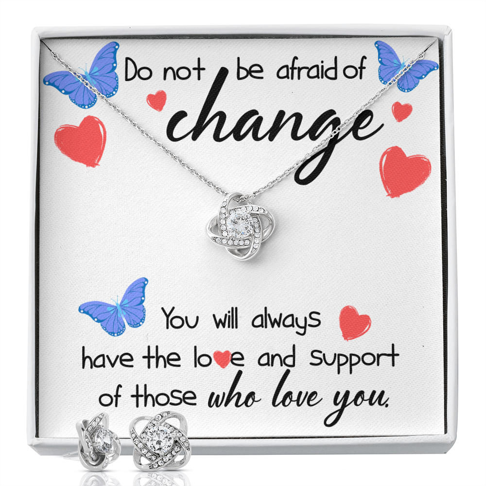 Loving You Love Knot Earring & Necklace Set Message Card