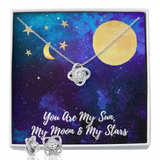 Sun, Moon & Stars Love Knot Earring & Necklace Set Message Card