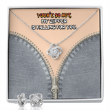 You're So Hot Love Knot Necklace & Earring Set Message Card