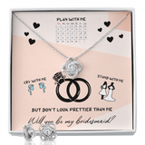 Bridesmaid Love Knot Earring & Necklace Set Message Card