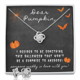 Dear Pumpkin Love Knot Necklace & Earring Set Message Card