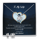 To my wife Love Knot Necklace & Earring Set Message Card