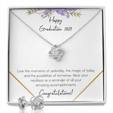 Happy Graduation Love Knot Necklace & Earring Set Message Card