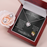 Dear Daughter Love Knot Necklace & Earring Set Message Card