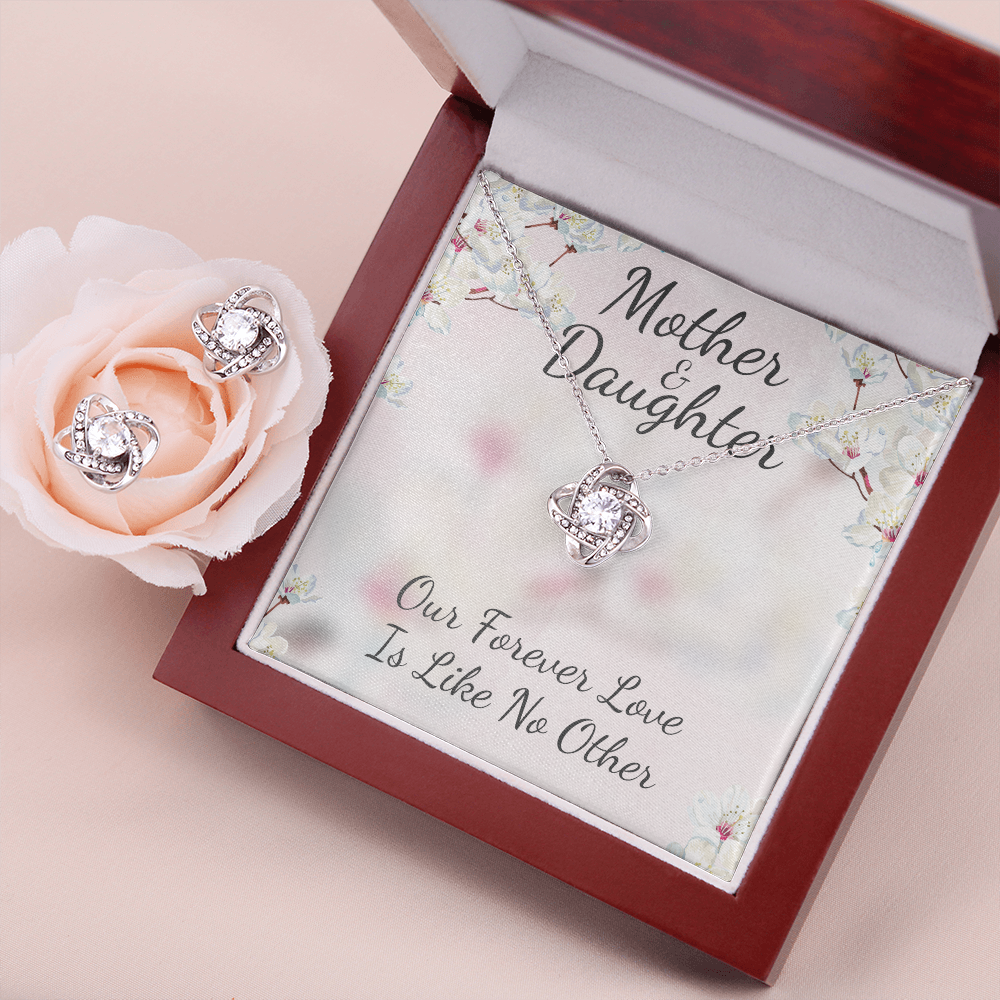 Mother & Daughter Love Knot Earring & Necklace Set Message Card