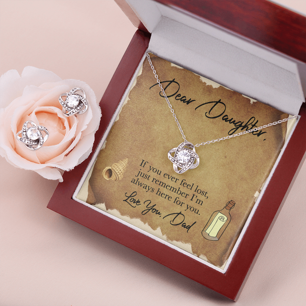 Dear Daughter Love Knot Earring & Necklace Set Message Card