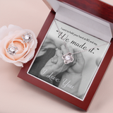 We Made It Love Knot Necklace & Earring Set Message Card