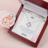To My Wife Love Knot Necklace & Earring Set Message Card
