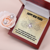Happy New Years Love Knot Necklace & Earring Set Message Card