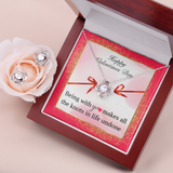 Happy Valentines Day Love Knot Necklace & Earring Set Message Card