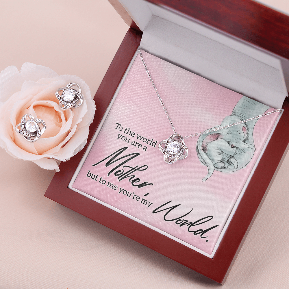 The Best Mom Love Knot Earring & Necklace Set Message Card