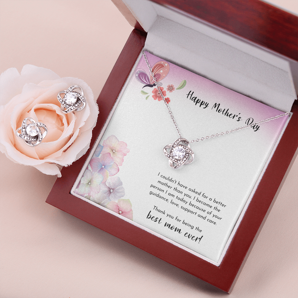 Happy Mother's Day Love Knot Earring & Necklace Set Message Card