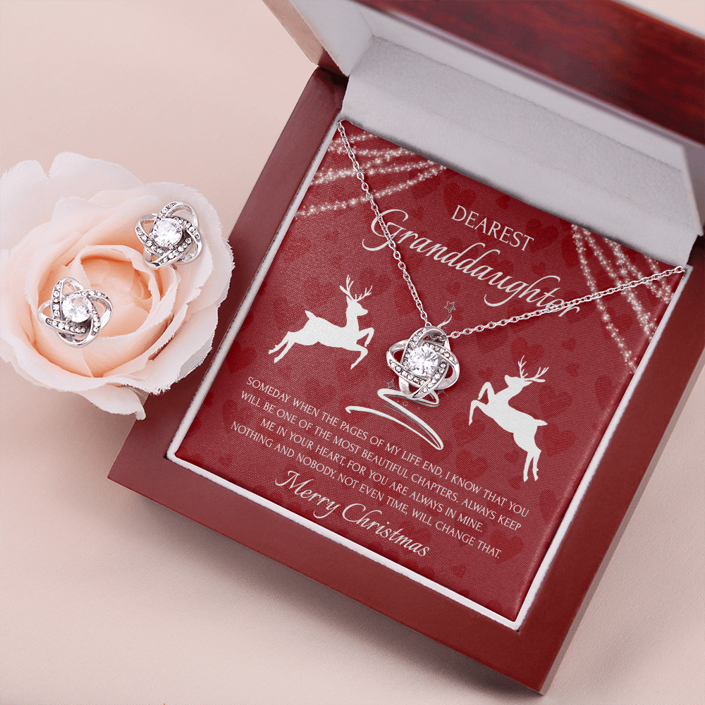 Dearest Granddaughter Love Knot Earring & Necklace Set Message Card