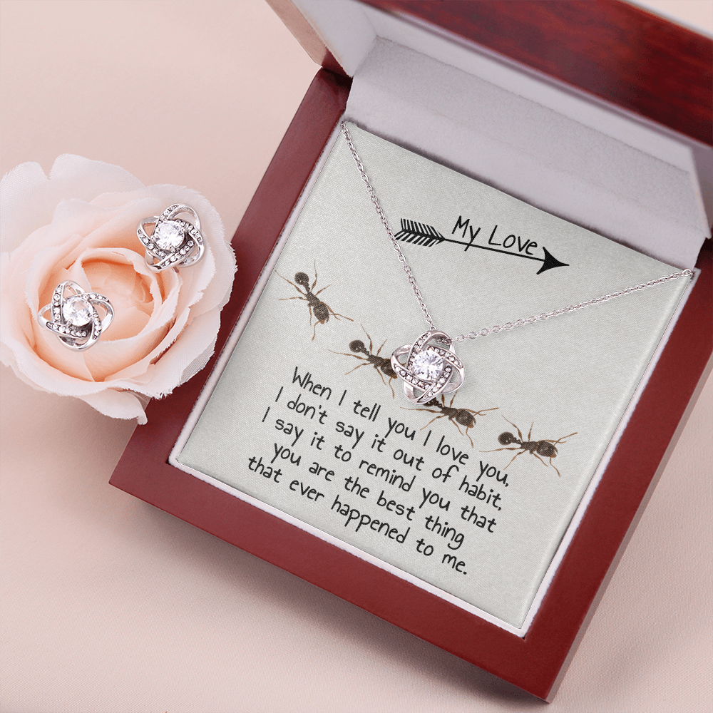 My Love Love Knot Necklace & Earring Set Message Card