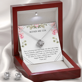 Mother and Son Love Knot Earring & Necklace Set Message Card