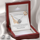 Congratulations Love Knot Necklace & Earring Set Message Card