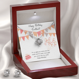 Happy Birthday Sweetheart Love Knot Earring & Necklace Set Message Card