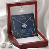 To My Wife Love Knot Necklace & Earring Set Message Card