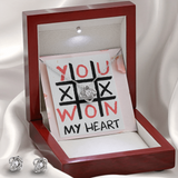 You Won My Heart Love Knot Earring & Necklace Set Message Card