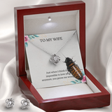 To My Wife Love Knot Necklace & Earring Set Message Card