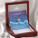 To My Dear Valentine Love Knot Necklace & Earring Set Message Card