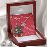 Merry Christmas Love Knot Earring & Necklace Set Message Card