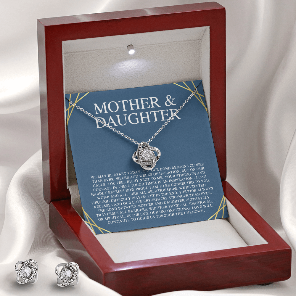 Mother & Daughter Love Knot Earring & Necklace Set Message Card