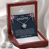 To My Daughter Love Knot Earring & Necklace Set Message Card